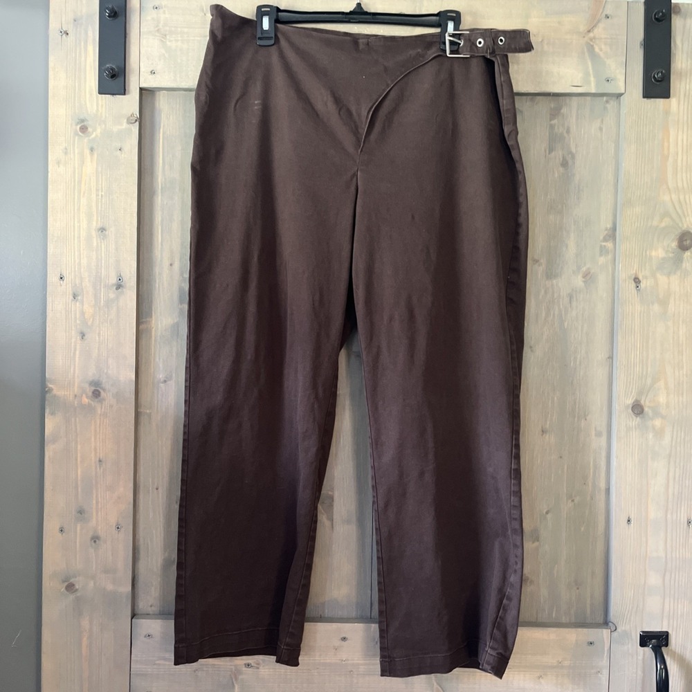 Future Collective Brown Saddle Wrap High Rise Side Zip‎ Pants Size 16 Stretch